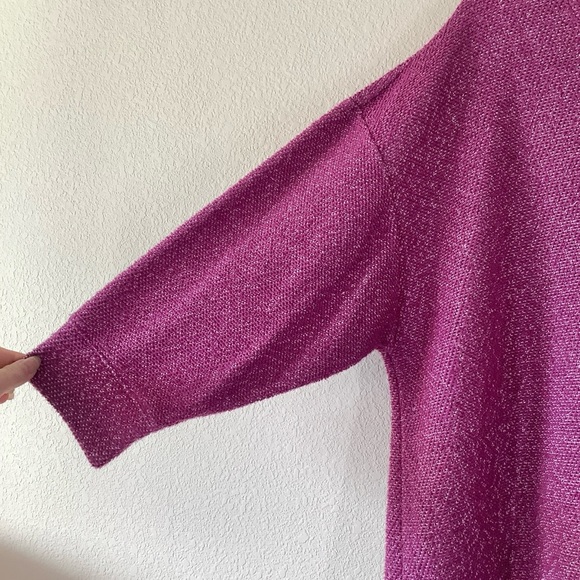 LANDS' END Pullover Tunic Sweater Boucle Tweed Top Casual Travel Magenta Pink 2X - Picture 3 of 8